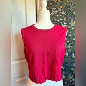 Charter Club Bold Red Knit Sweater Top 90s cute cropped cozy crew neck